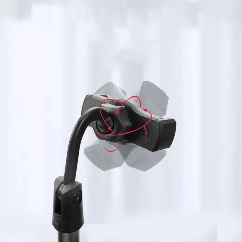 Live streaming phone holder with dimmable LED ring light and adjustable stand