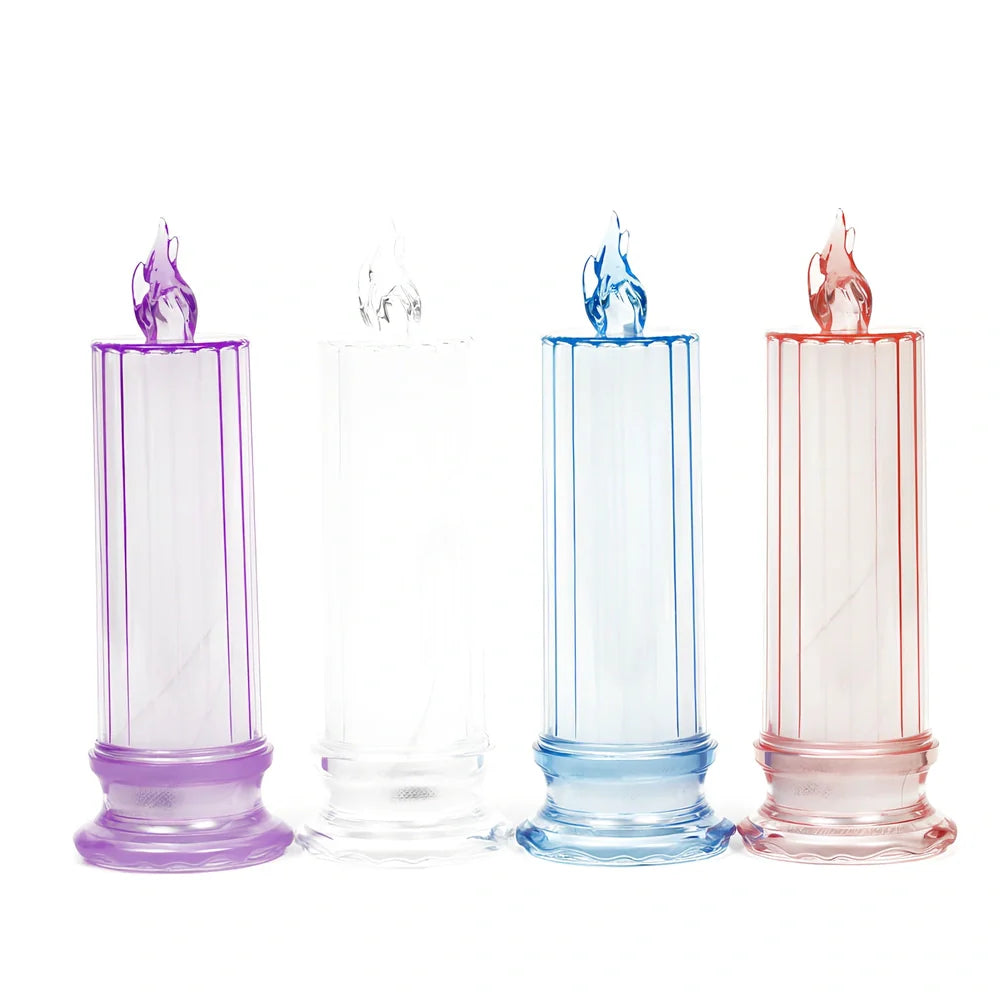 LED electronic candle light in transparent colour with diamond pattern, 15cm height