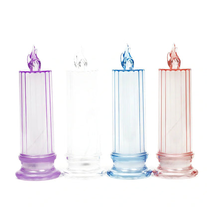 LED electronic candle light in transparent colour with diamond pattern, 15cm height