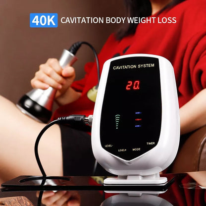 Ultrasonic Fat Rejection Body Sculpting Apparatus in white, compact design for non-invasive fat reduction