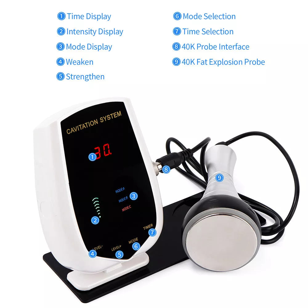 Ultrasonic Fat Rejection Body Sculpting Apparatus in white, compact design for non-invasive fat reduction
