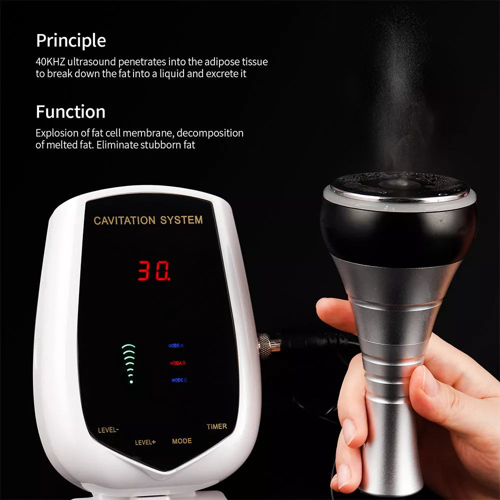 Ultrasonic Fat Rejection Body Sculpting Apparatus in white, compact design for non-invasive fat reduction