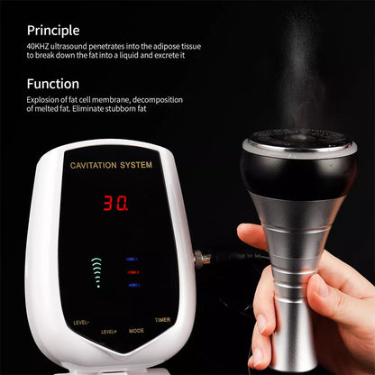 Ultrasonic Fat Rejection Body Sculpting Apparatus in white, compact design for non-invasive fat reduction
