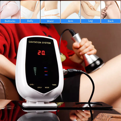 Ultrasonic Fat Rejection Body Sculpting Apparatus in white, compact design for non-invasive fat reduction