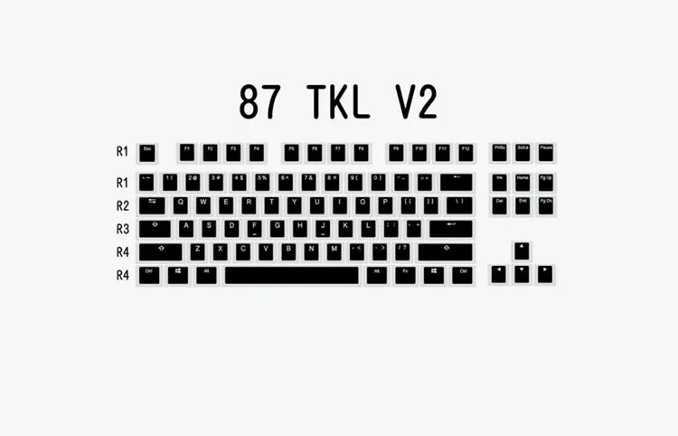 Pudding V2 doubleshot PBT mechanical keyboard keycaps with white/black retro colourway and translucent legends for backlit keyboards