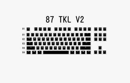 Pudding V2 doubleshot PBT mechanical keyboard keycaps with white/black retro colourway and translucent legends for backlit keyboards