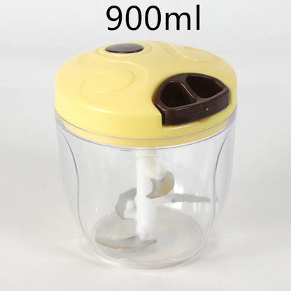 Green manual kitchen chopper with three stainless steel blades and 500ml capacity container