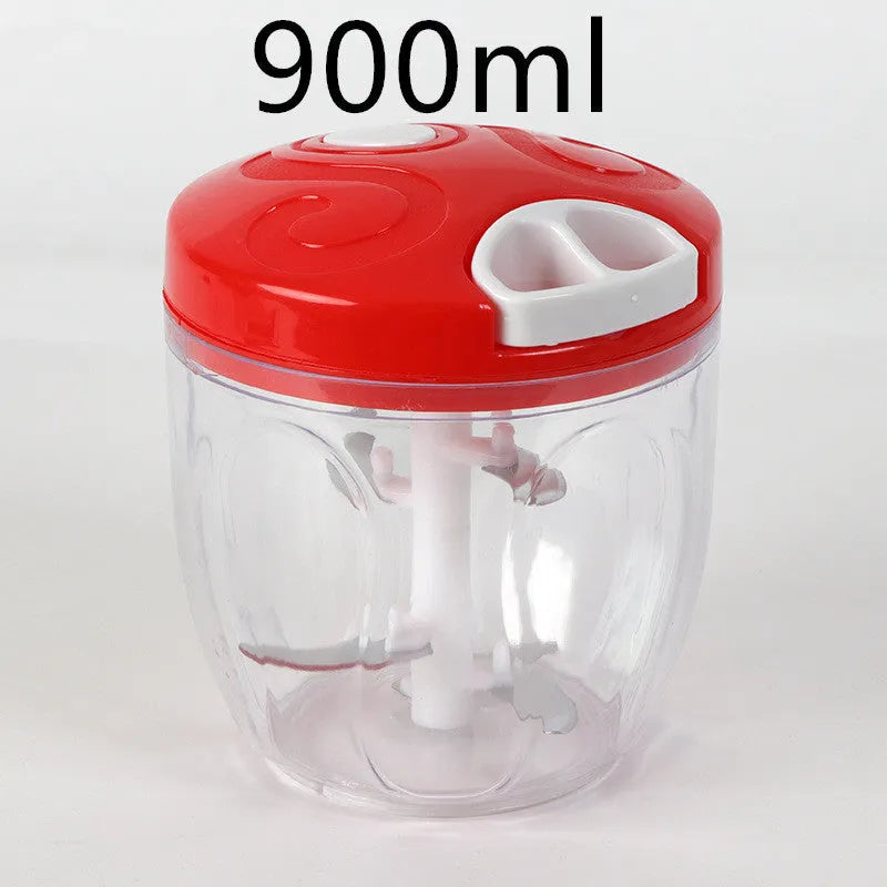 Green manual kitchen chopper with three stainless steel blades and 500ml capacity container