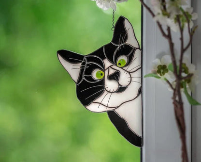 Colorful PVC cat window sticker with double-sided design for home and car decoration