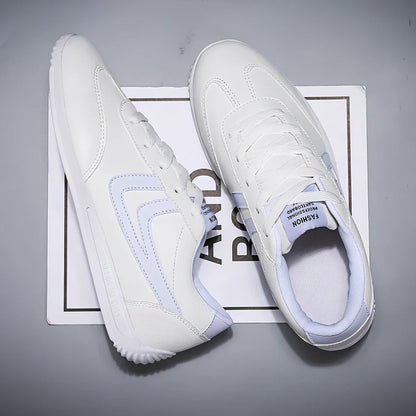 Men's Korean style breathable white shoes with round toe, flat 1-3cm heel, rubber sole, 0.8kg, available in black, orange, green accents