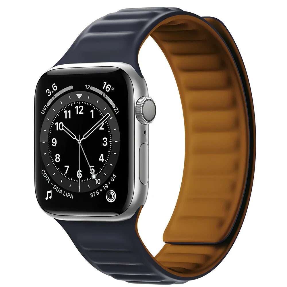 45g silicone magnetic watch strap in multiple colours showing magnetic closure mechanism