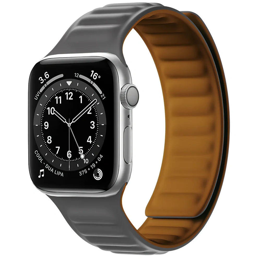 45g silicone magnetic watch strap in multiple colours showing magnetic closure mechanism