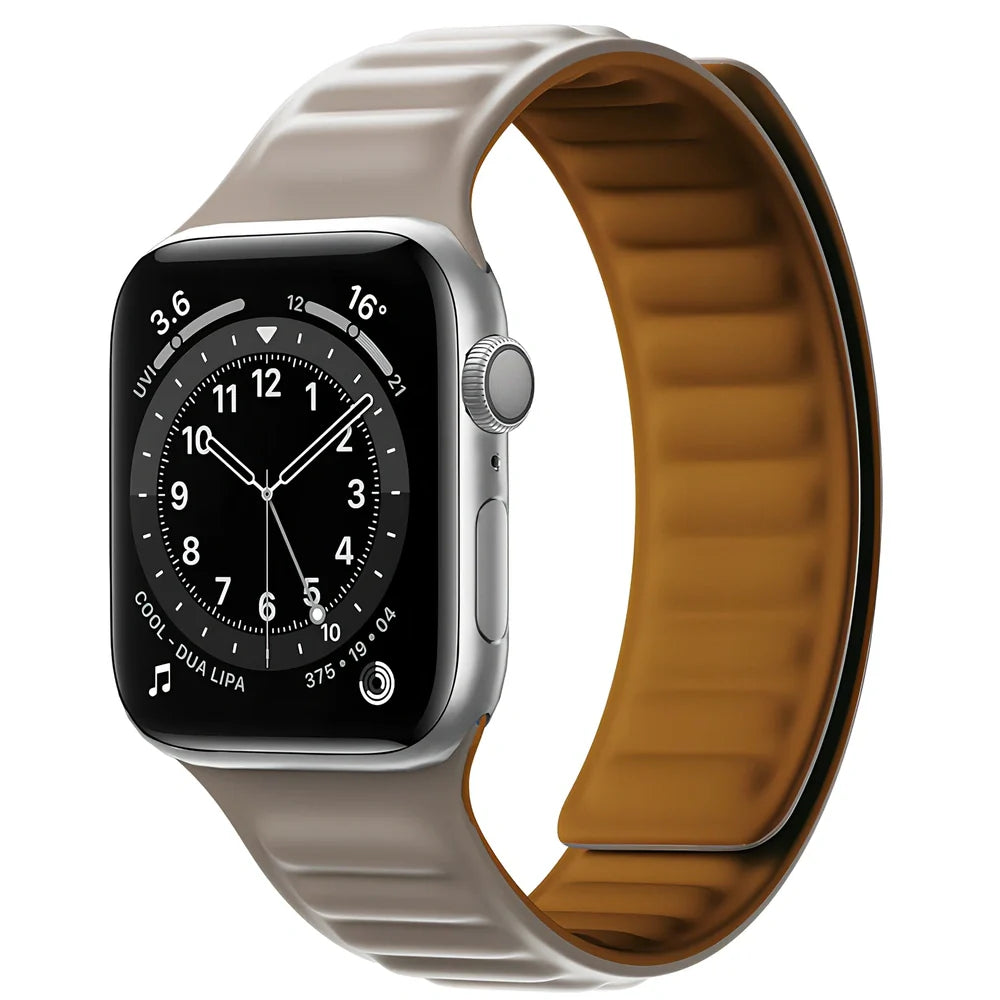 45g silicone magnetic watch strap in multiple colours showing magnetic closure mechanism