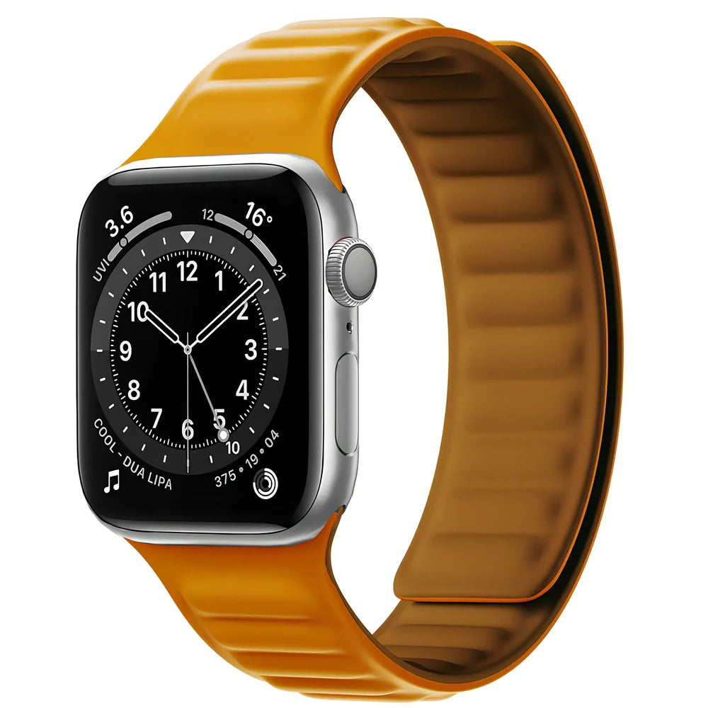 45g silicone magnetic watch strap in multiple colours showing magnetic closure mechanism