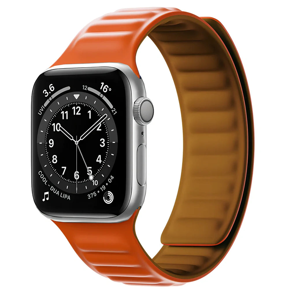 45g silicone magnetic watch strap in multiple colours showing magnetic closure mechanism