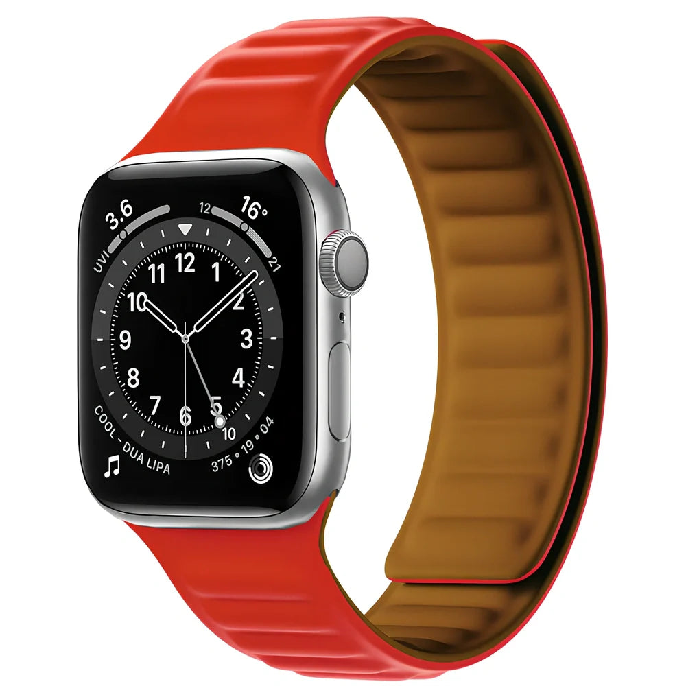 45g silicone magnetic watch strap in multiple colours showing magnetic closure mechanism