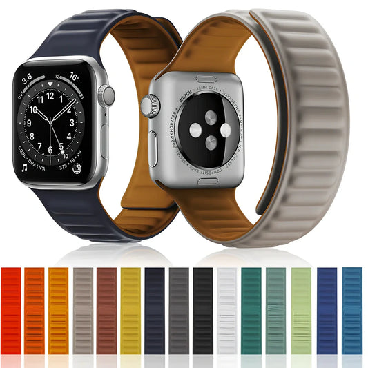 45g silicone magnetic watch strap in multiple colours showing magnetic closure mechanism