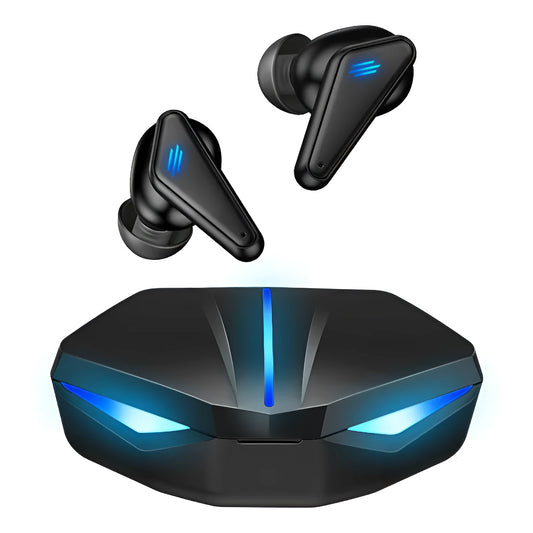 Blue K55 wireless Bluetooth gaming headset with earplug design for mobile gaming