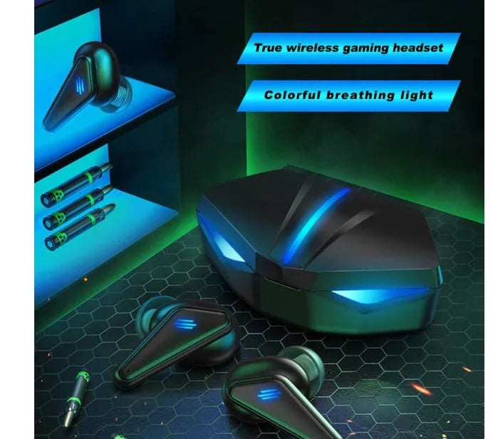 K55 Wireless Bluetooth Gaming Headset with TWS Stereo Sound, Binaural Mobile Game Headphones Featuring Bluetooth 5.0 Low Latency Technology in Blue