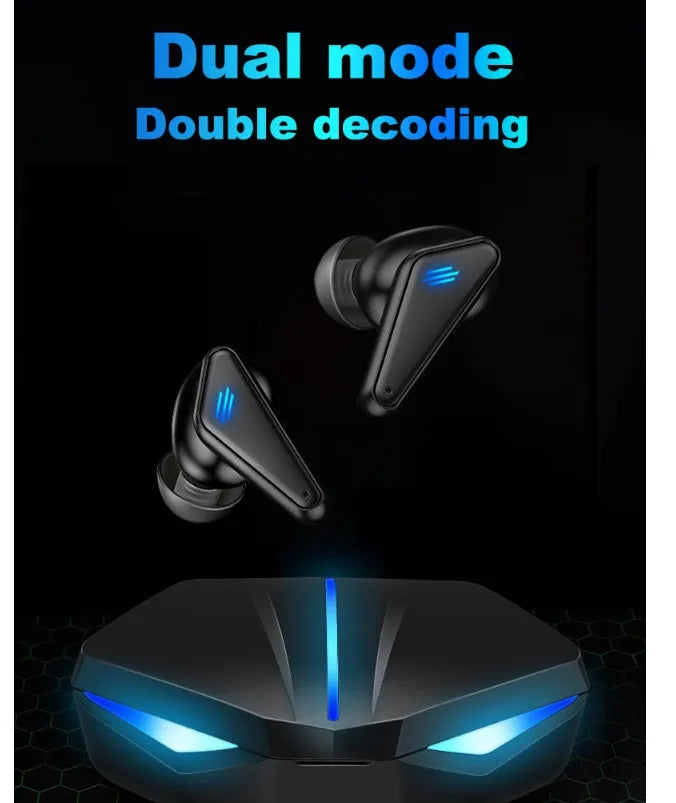 Blue K55 wireless Bluetooth gaming headset with earplug design for mobile gaming
