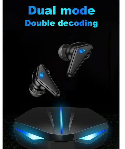 Blue K55 wireless Bluetooth gaming headset with earplug design for mobile gaming