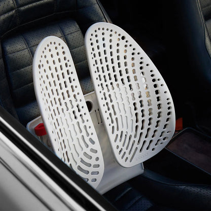 Adjustable lumbar support cushion with ventilated mesh for cars and office chairs