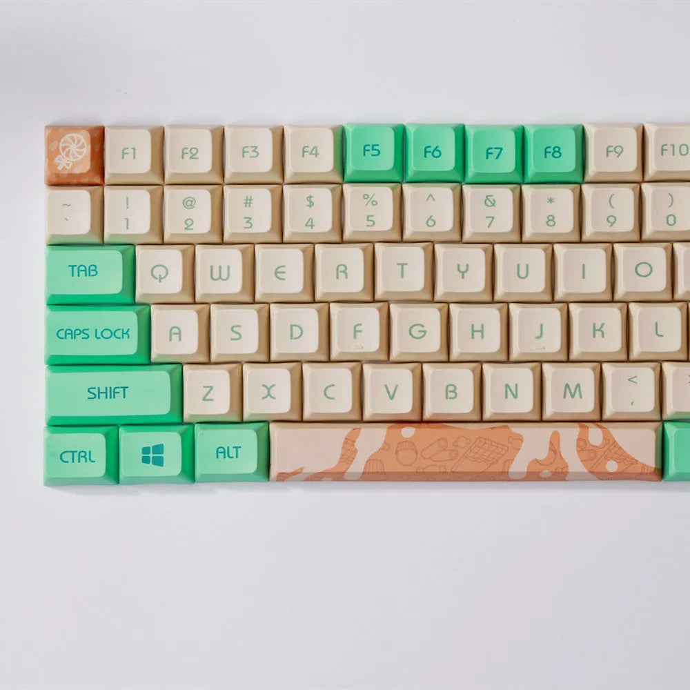Mint Toffee DSA profile mechanical keyboard keycaps with green colour scheme and spherical ball cap design