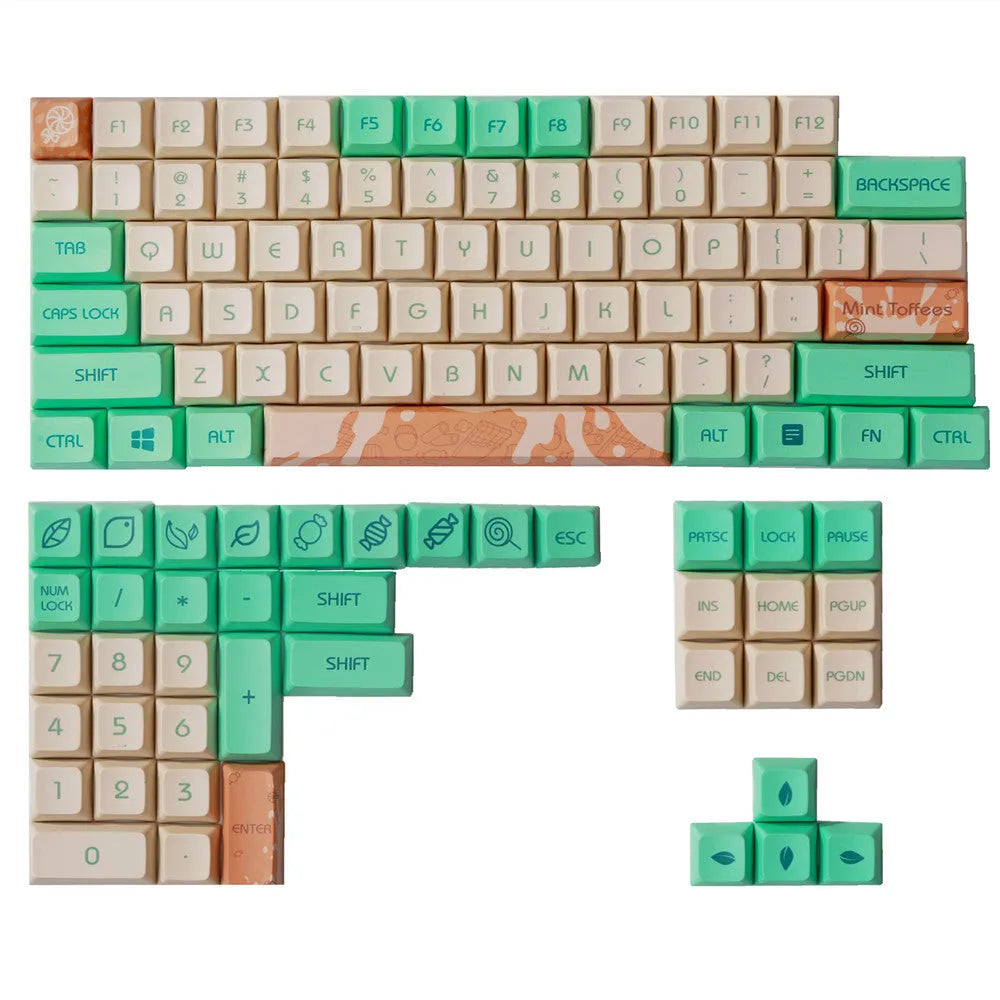 Mint Toffee DSA profile mechanical keyboard keycaps with green colour scheme and spherical ball cap design