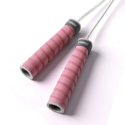 Professional silicone skipping rope with ball bearing handles and 3-metre cord for fitness training