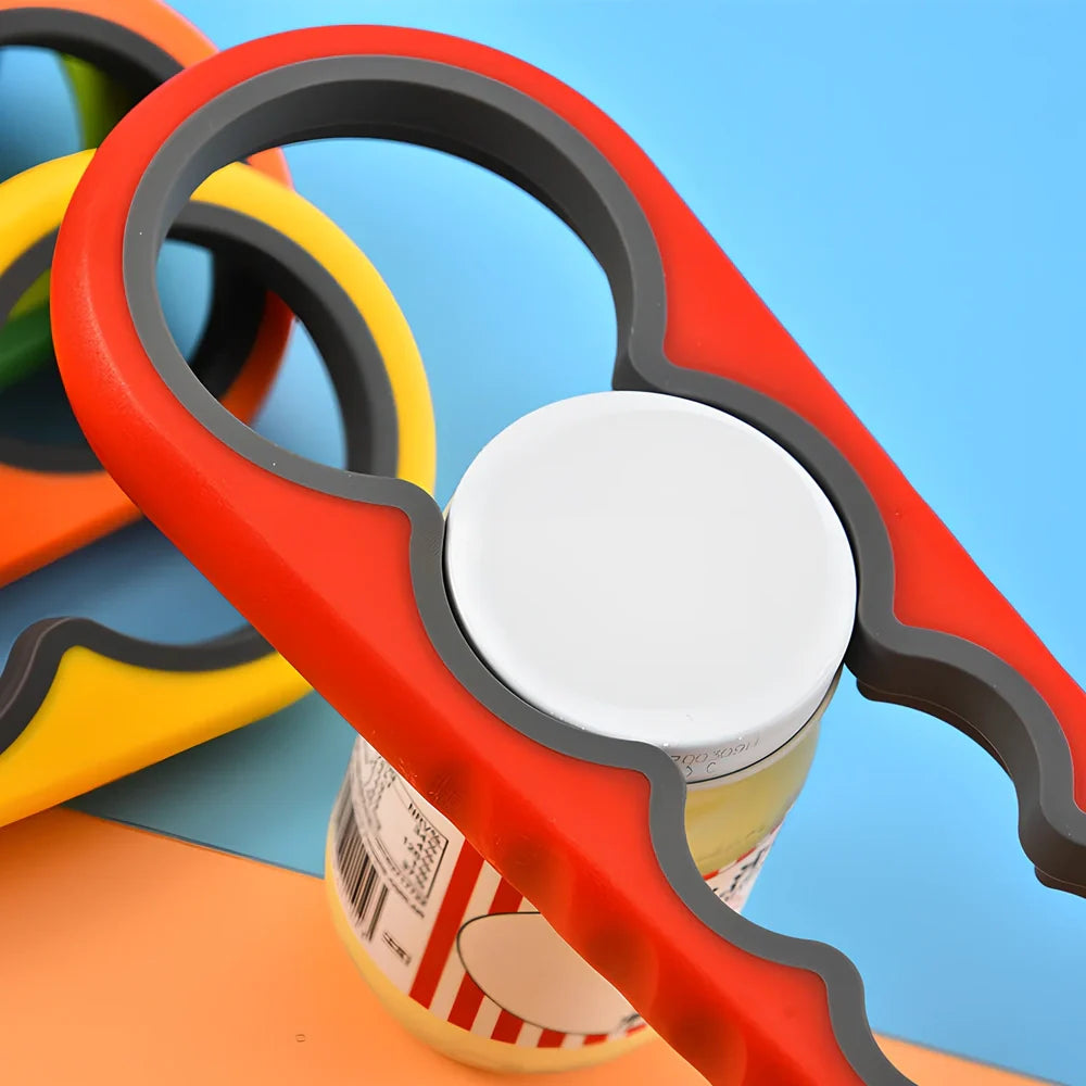 Multifunction 4-in-1 kitchen opener with TPR grip and PP construction weighing 117g