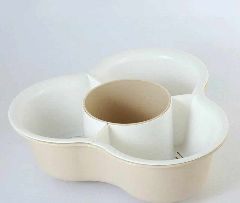 Versatile multifunctional plastic fruit and vegetable organizer basket with detachable compartments, anti-skid base, and space-saving design for kitchen, refrigerator, and home storage and organization.