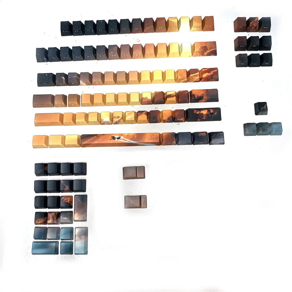 Saturn engraved mechanical keyboard keycaps set with 108+2 keys and wireless USB connectivity