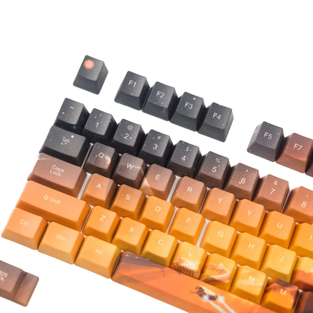 Saturn engraved mechanical keyboard keycaps set with 108+2 keys and wireless USB connectivity