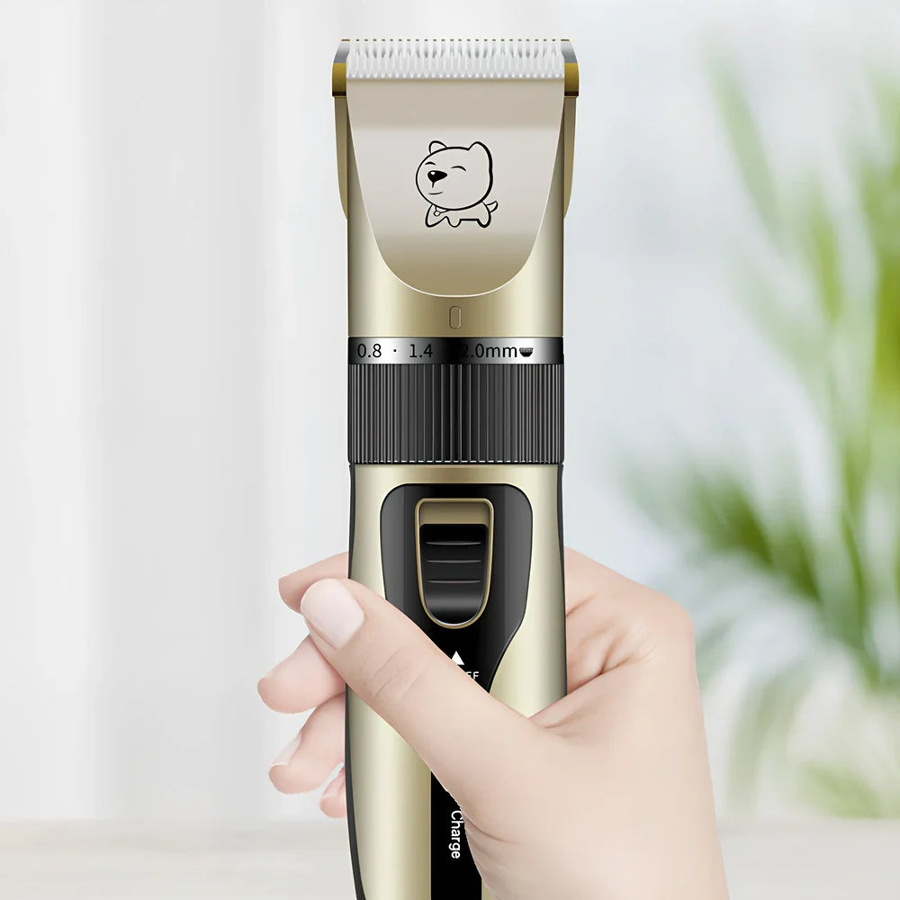 Bodaner rechargeable pet hair clipper with comb attachments for dog grooming measuring 18cm length