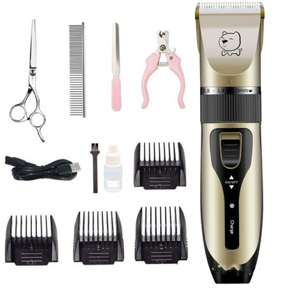 Bodaner rechargeable pet hair clipper with comb attachments for dog grooming measuring 18cm length