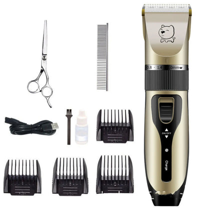 Bodaner rechargeable pet hair clipper with comb attachments for dog grooming measuring 18cm length