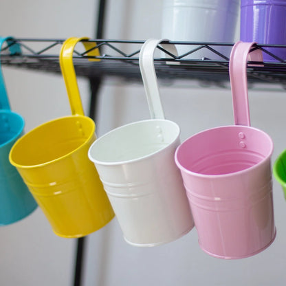 Iron hanging flower pot in various colors for garden and home decoration