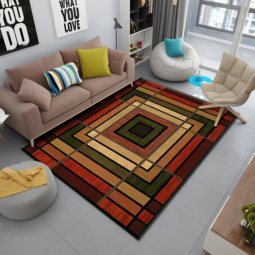 Persian-style polyester rug with non-slip backing in sizes 40x60cm to 80x120cm