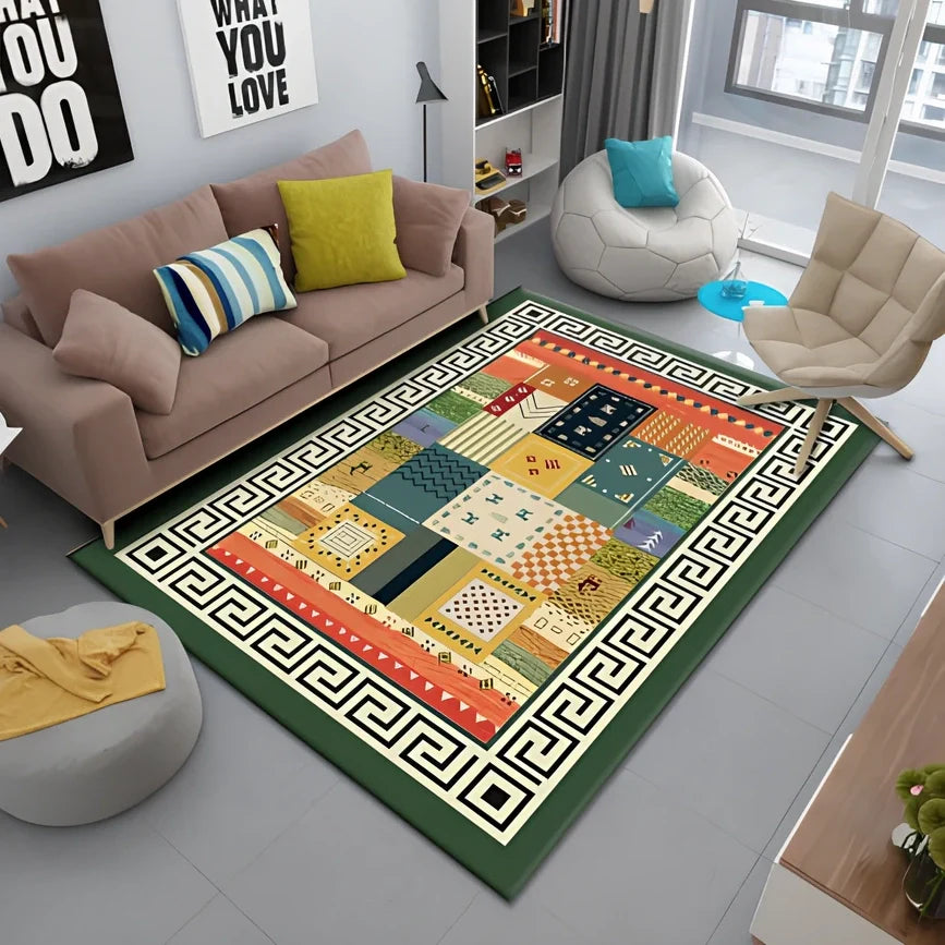 Persian-style polyester rug with non-slip backing in sizes 40x60cm to 80x120cm