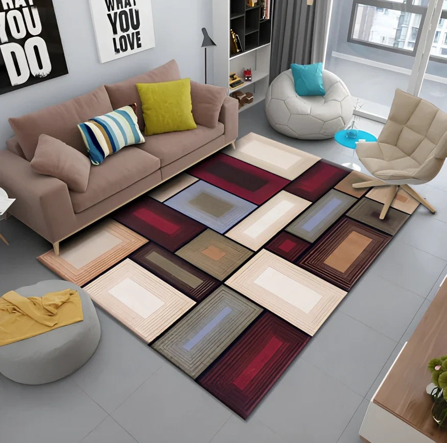 Persian-style polyester rug with non-slip backing in sizes 40x60cm to 80x120cm