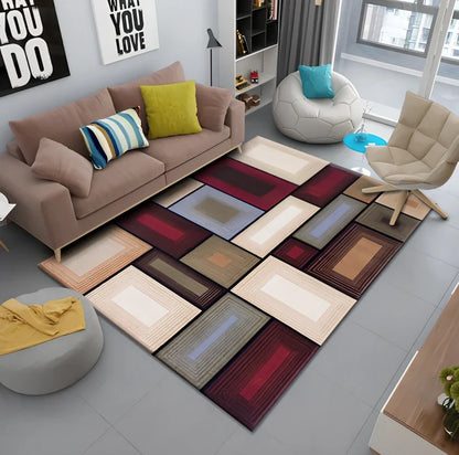 Persian-style polyester rug with non-slip backing in sizes 40x60cm to 80x120cm