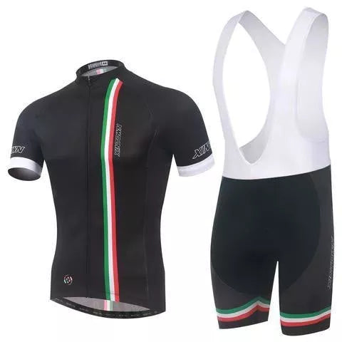 Custom cycling suit in red with moisture-wicking technology for summer sports