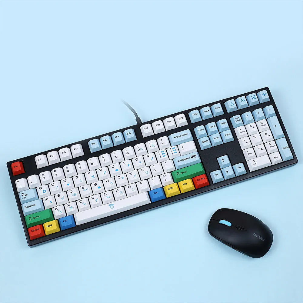 PS theme mechanical keyboard keycap set in blue and white or grey and white sublimation colours
