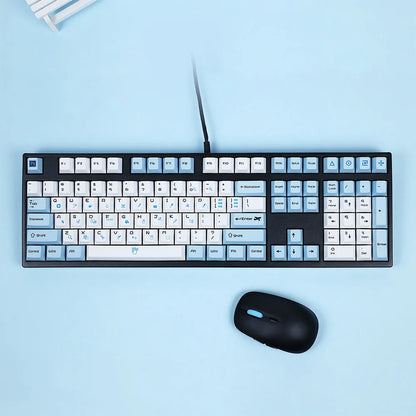 PS theme mechanical keyboard keycap set in blue and white or grey and white sublimation colours