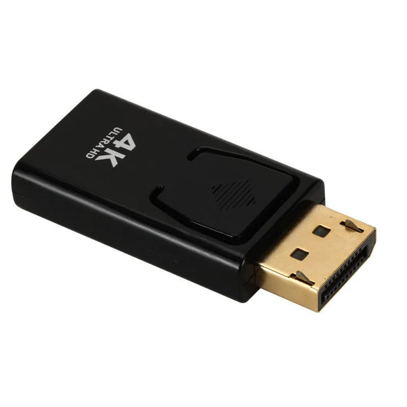 Black DisplayPort to HDMI adapter cable for 4K video transmission