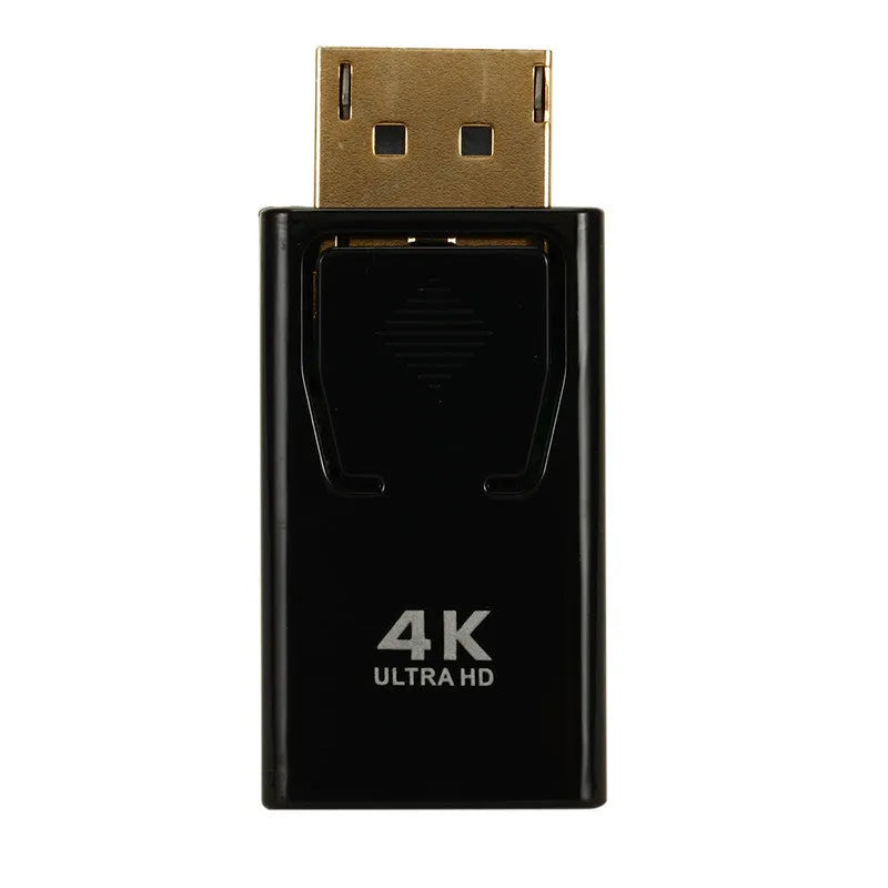 Black DisplayPort to HDMI adapter cable for 4K video transmission