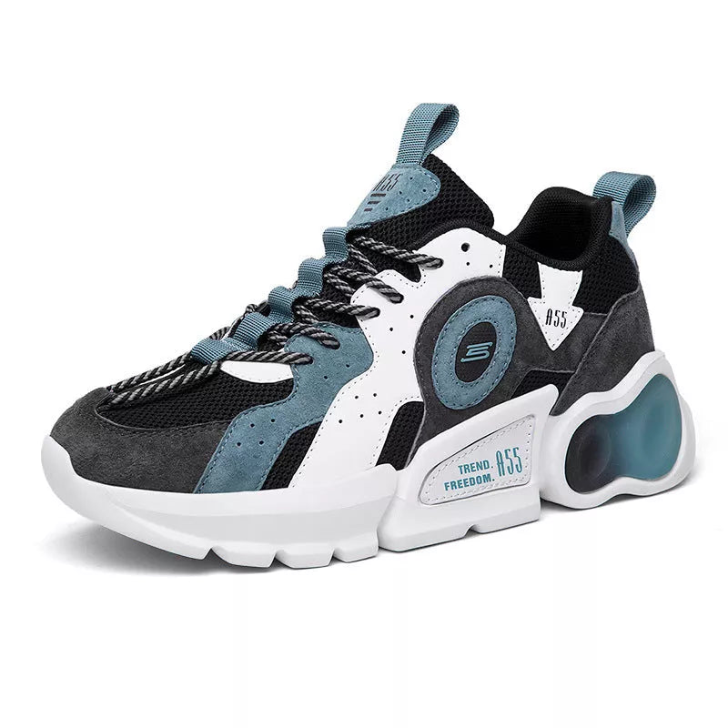 Korean men's casual running shoes with breathable mesh upper and rubber sole