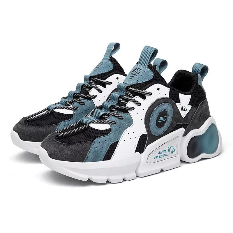 Korean men's casual running shoes with breathable mesh upper and rubber sole