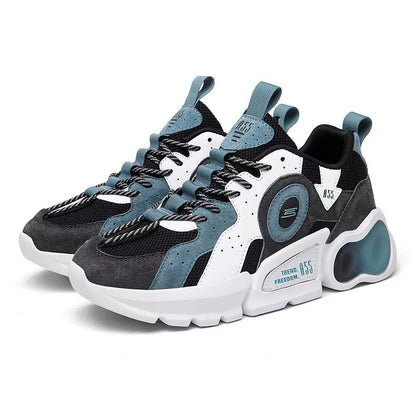 Korean men's casual running shoes with breathable mesh upper and rubber sole