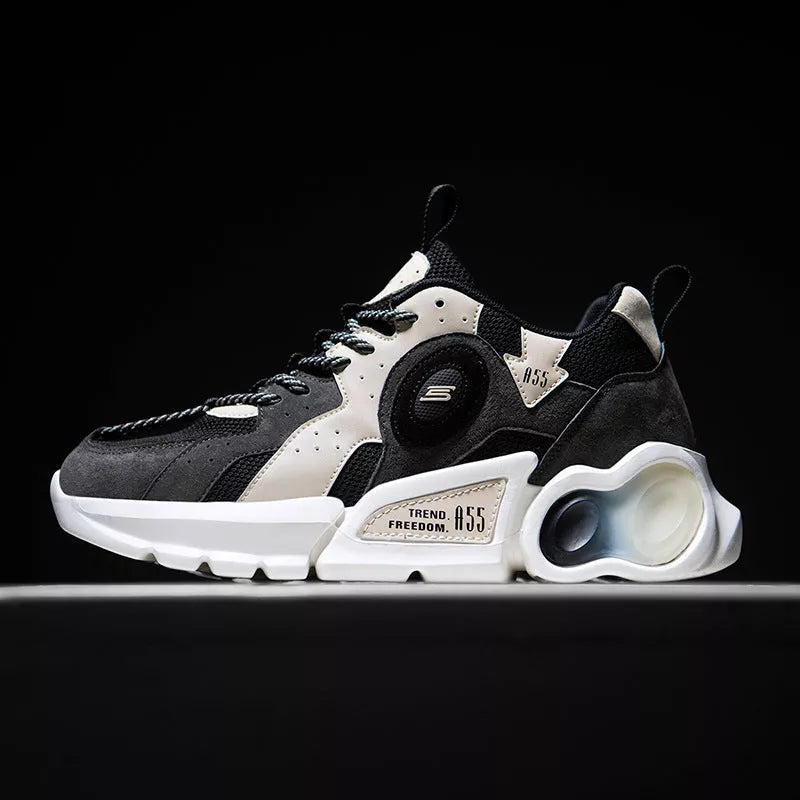 Korean men's casual running shoes with breathable mesh upper and rubber sole